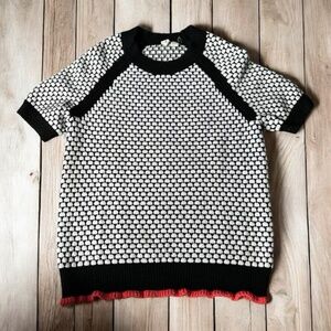 Anthroplogie Moth Sweater Black and White With Coral Size Small